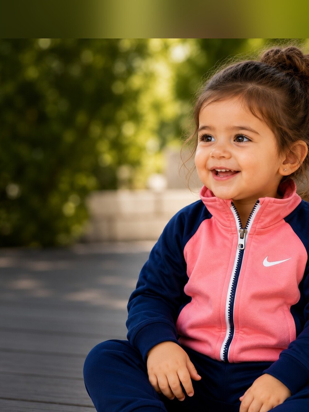 Nike Girls Track Jacket 18M Pink & Navy Full Zip Athletic Jacket #1208